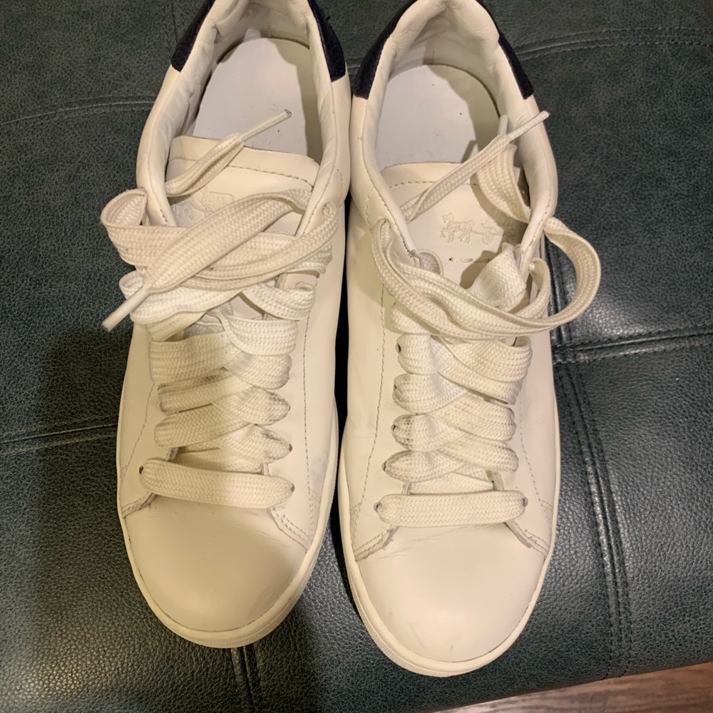 Coach White / Midnight navy Leather Sneakers - Picture 3 of 11